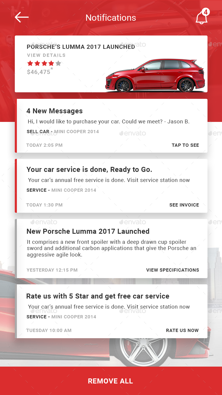 Car Dealer Automotive App UI Kit,  Elements GraphicRiver